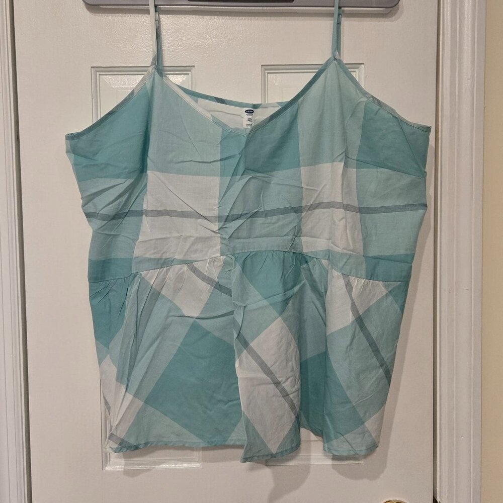 NWOT Old Navy mint green plaid tank - XXL